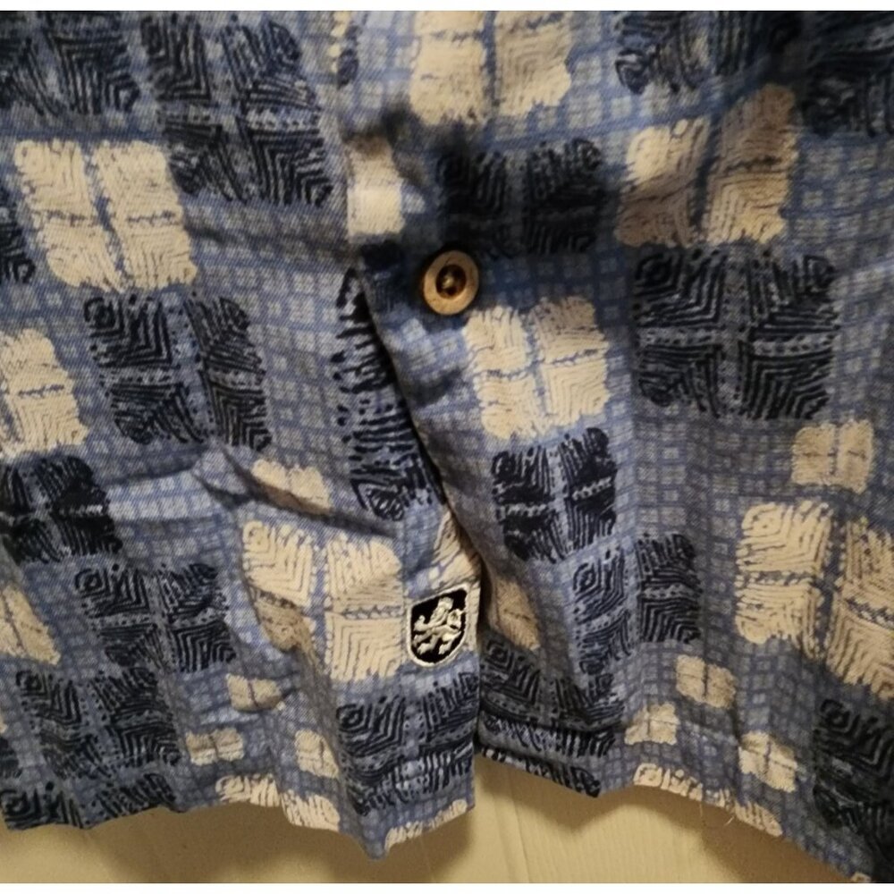 Nat Nast Mens Short Sleeve Button Up Hawaiian Camp Shirt Silk Blend Blue Sz XXL - Picture 9 of 14